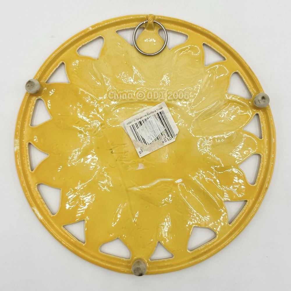 Sun Tangerine Sunface Sunflower Trivet Enameled Cast Iron Wall Decor ODI 2006 - Picture 3 of 6